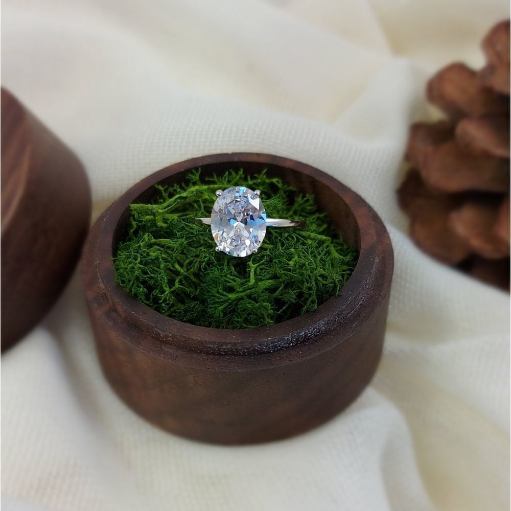 925 Silver Oval Engagement Ring - Picture 5 of 10